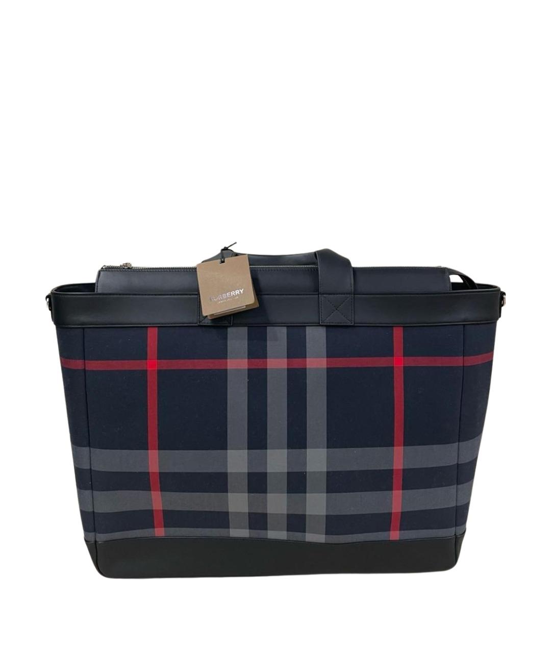 BURBERRY Темно-синяя тканевая сумка тоут, фото 1