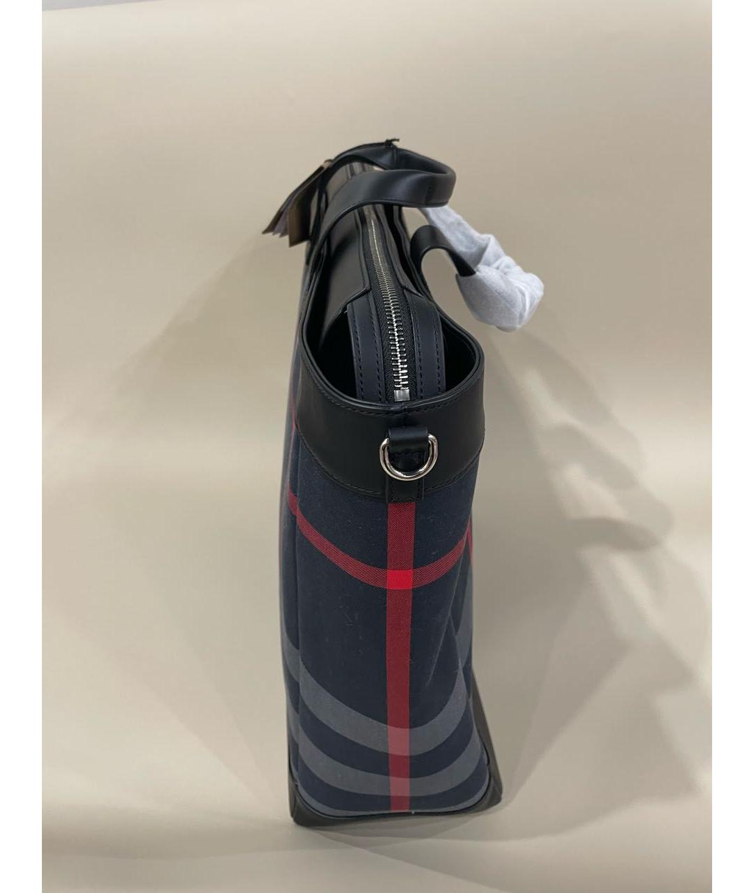 BURBERRY Темно-синяя тканевая сумка тоут, фото 4