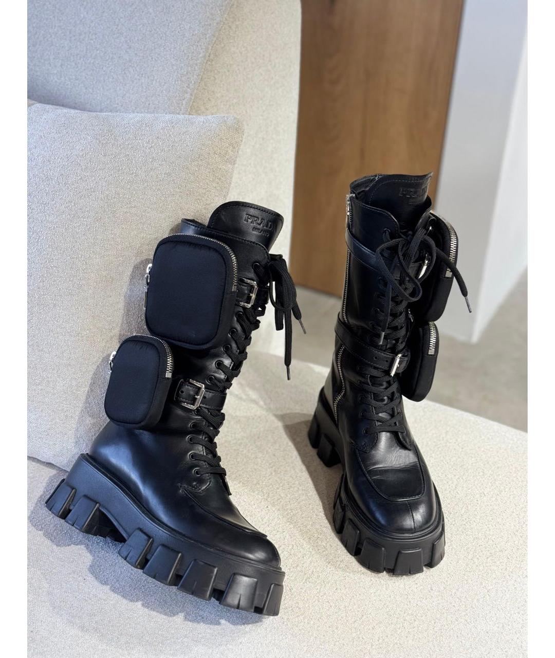 PRADA Черные кожаные ботинки, фото 2