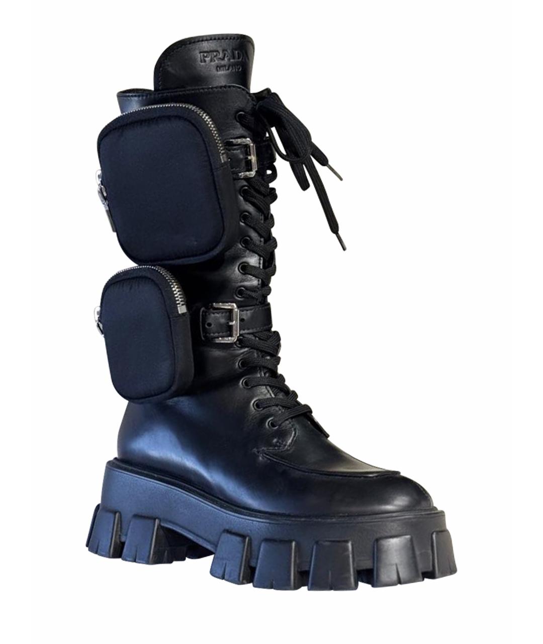 PRADA Черные кожаные ботинки, фото 1