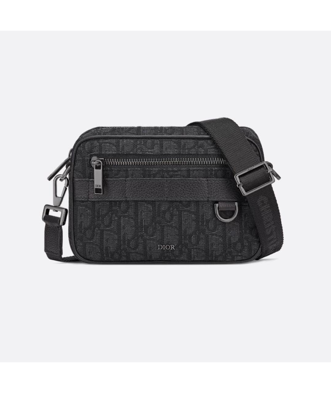 CHRISTIAN DIOR Антрацитовая тканевая сумка на плечо, фото 8