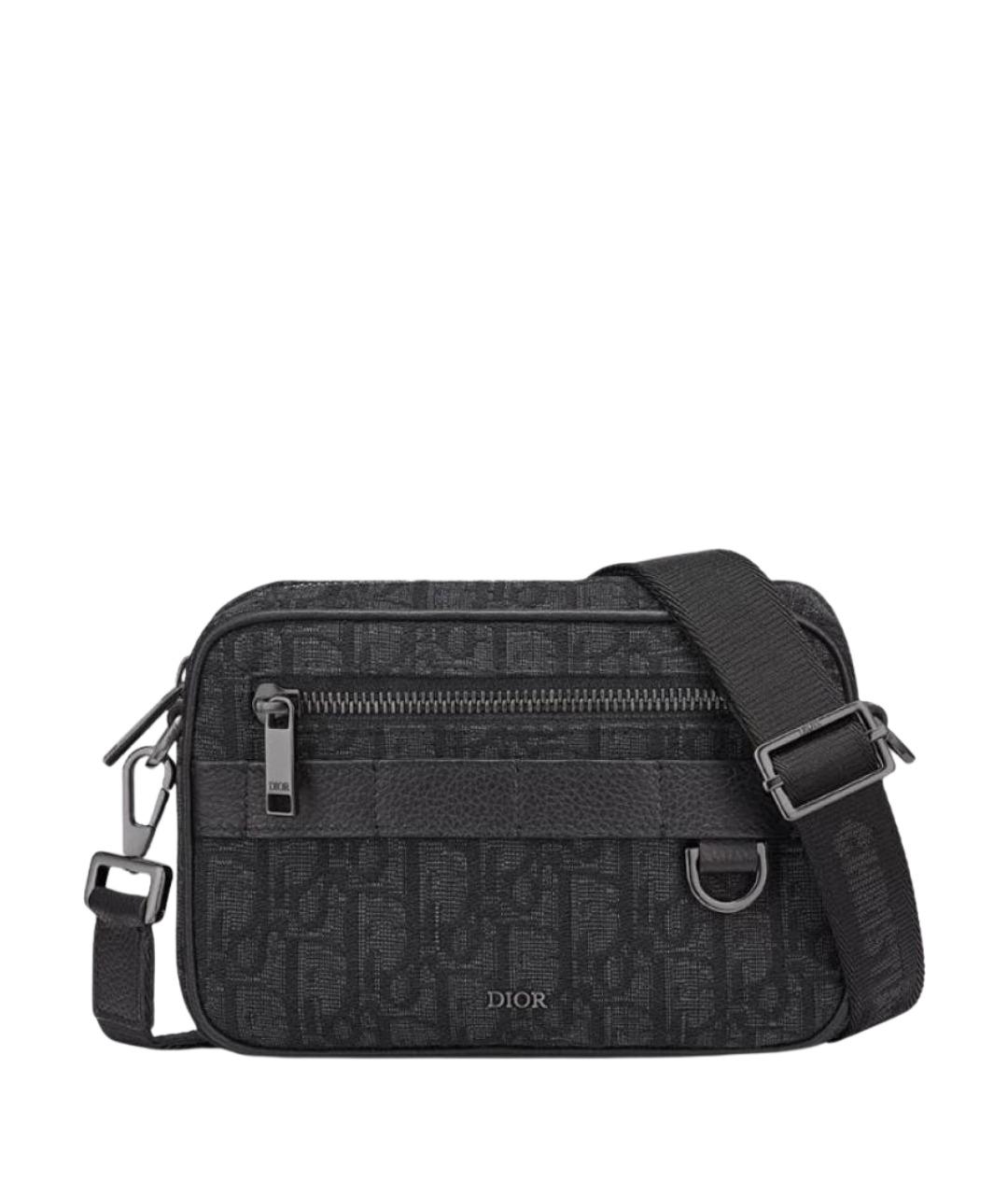 CHRISTIAN DIOR Антрацитовая тканевая сумка на плечо, фото 1