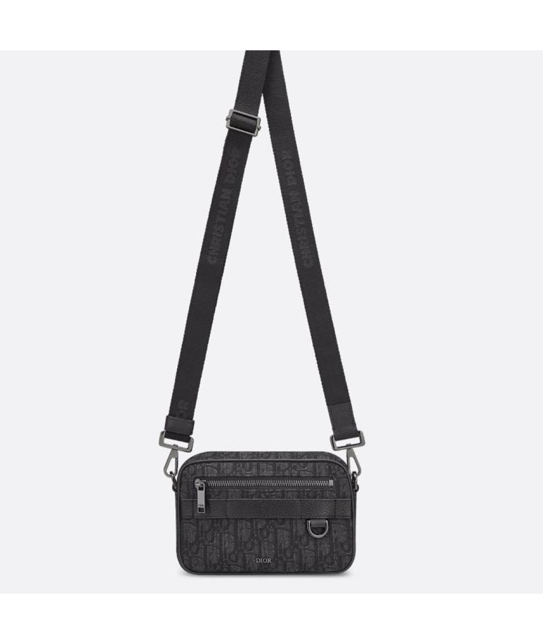 CHRISTIAN DIOR Антрацитовая тканевая сумка на плечо, фото 2