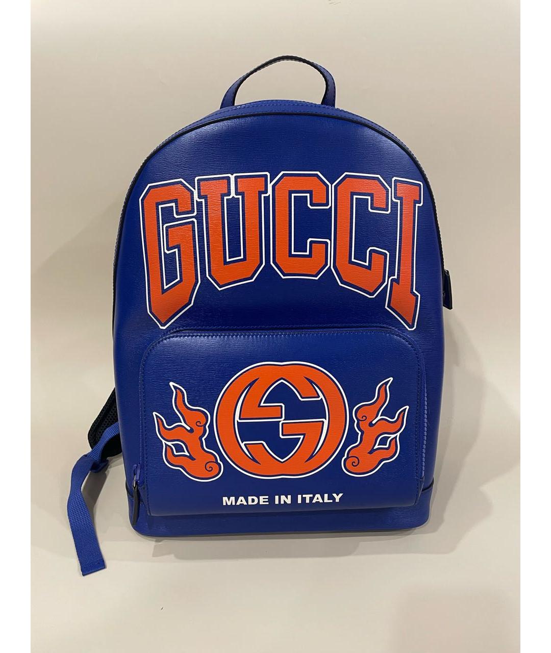 GUCCI Синий кожаный рюкзак, фото 9