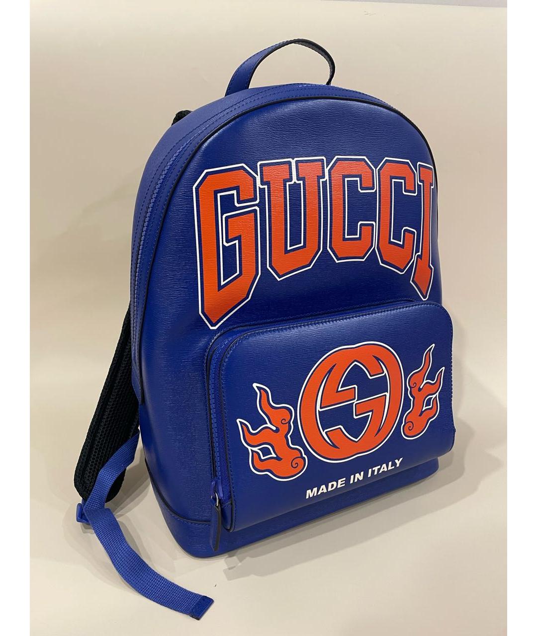 GUCCI Синий кожаный рюкзак, фото 4