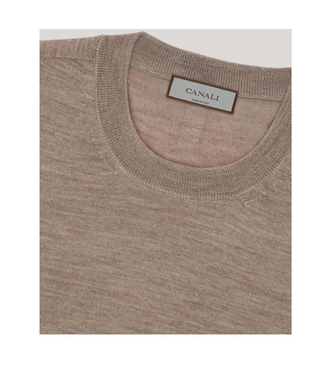 CANALI Бежевый шерстяной джемпер / свитер, фото 3
