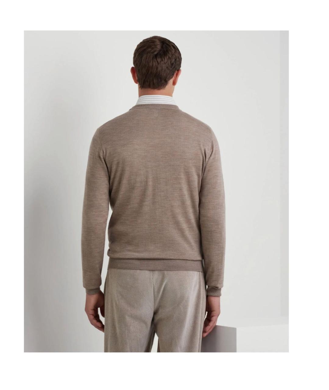 CANALI Бежевый шерстяной джемпер / свитер, фото 2