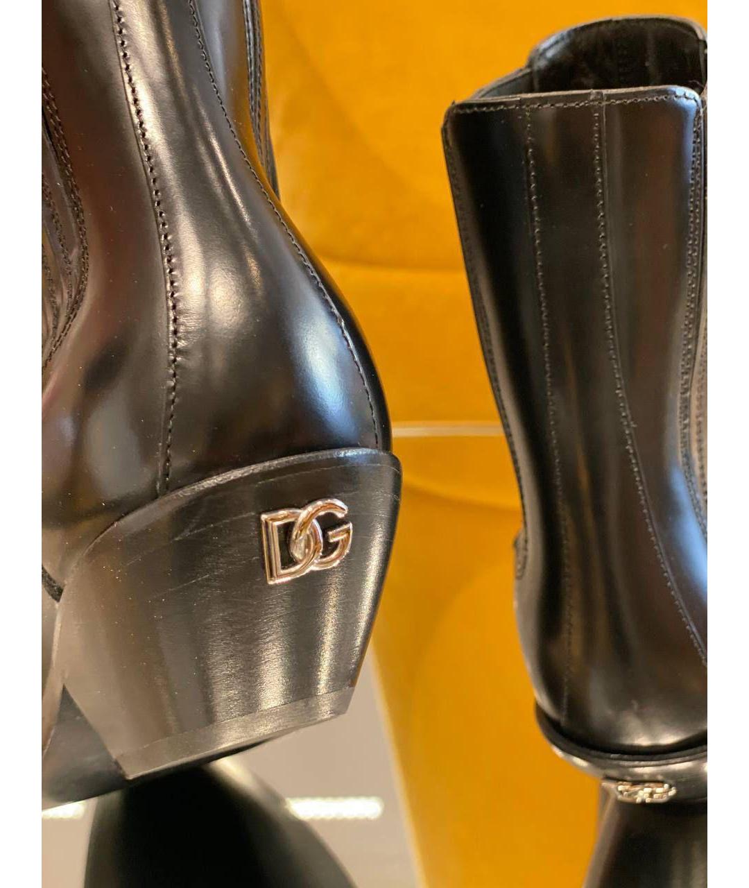 DOLCE&GABBANA Черные кожаные полусапоги, фото 3