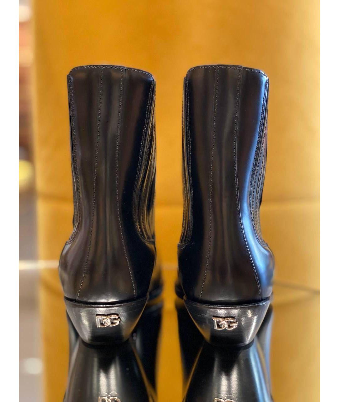 DOLCE&GABBANA Черные кожаные полусапоги, фото 2