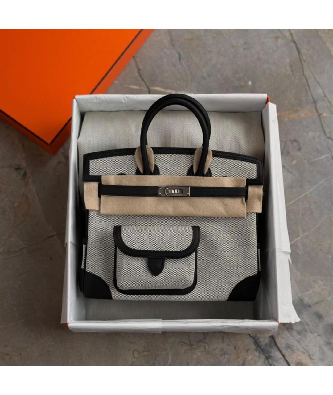 HERMES Серая кожаная сумка с короткими ручками, фото 6