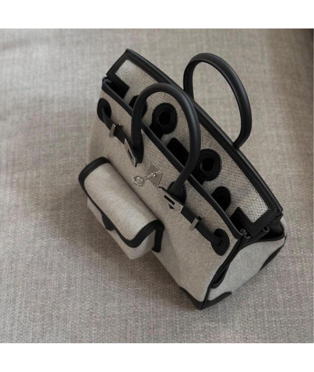 HERMES Серая кожаная сумка с короткими ручками, фото 4