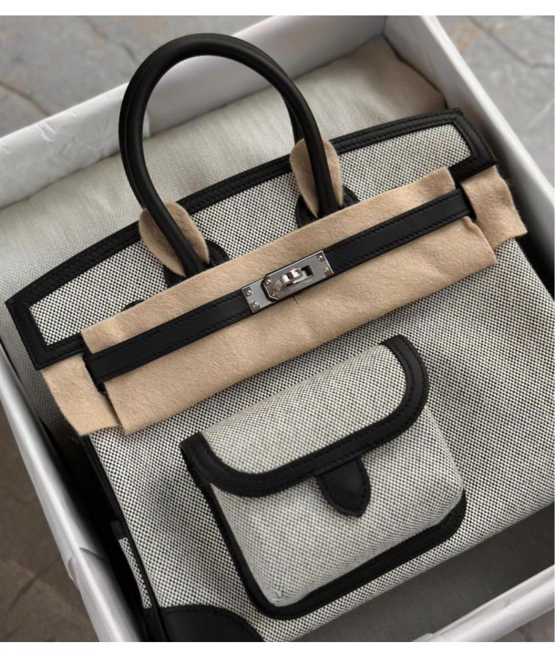 HERMES Серая кожаная сумка с короткими ручками, фото 5