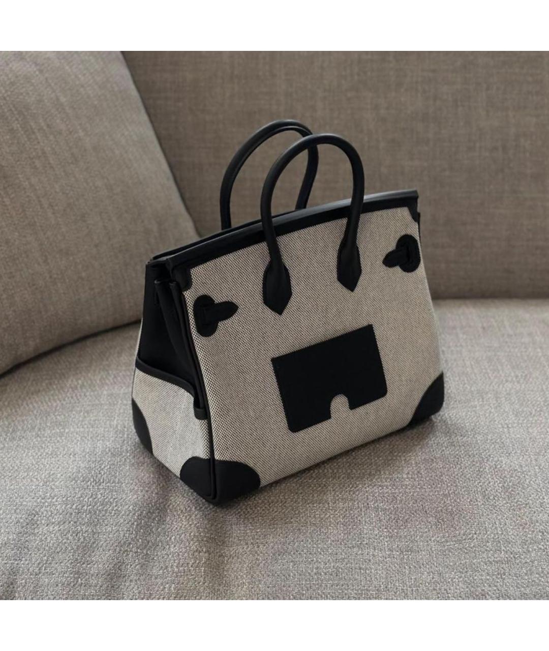 HERMES Серая кожаная сумка с короткими ручками, фото 2