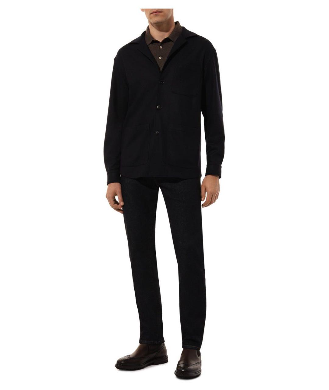 DOLCE&GABBANA Темно-синие хлопко-кашемировые прямые джинсы, фото 5