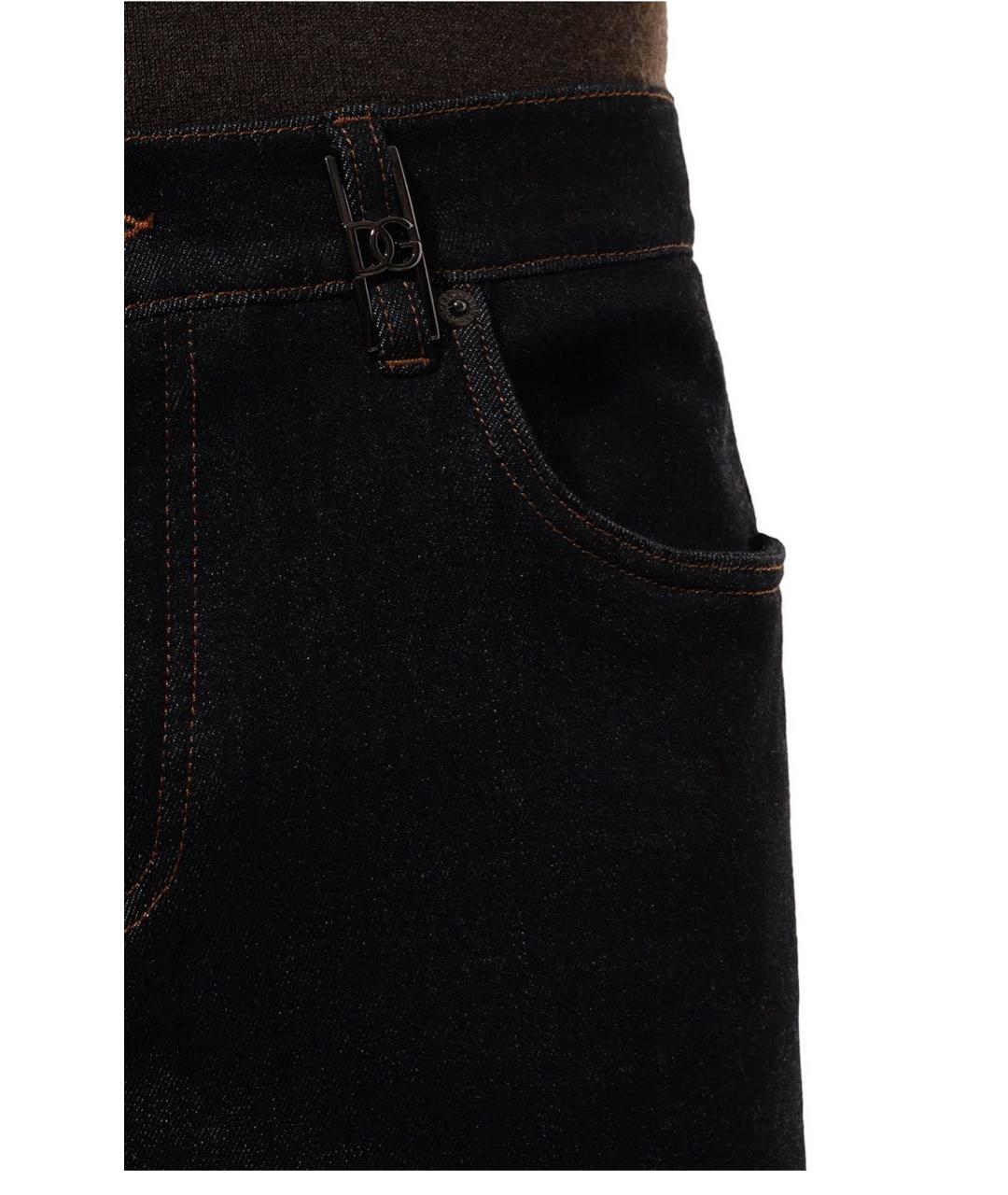 DOLCE&GABBANA Темно-синие хлопко-кашемировые прямые джинсы, фото 4