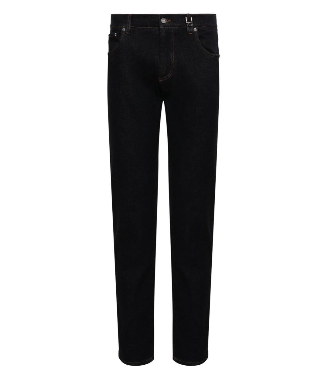 DOLCE&GABBANA Темно-синие хлопко-кашемировые прямые джинсы, фото 1