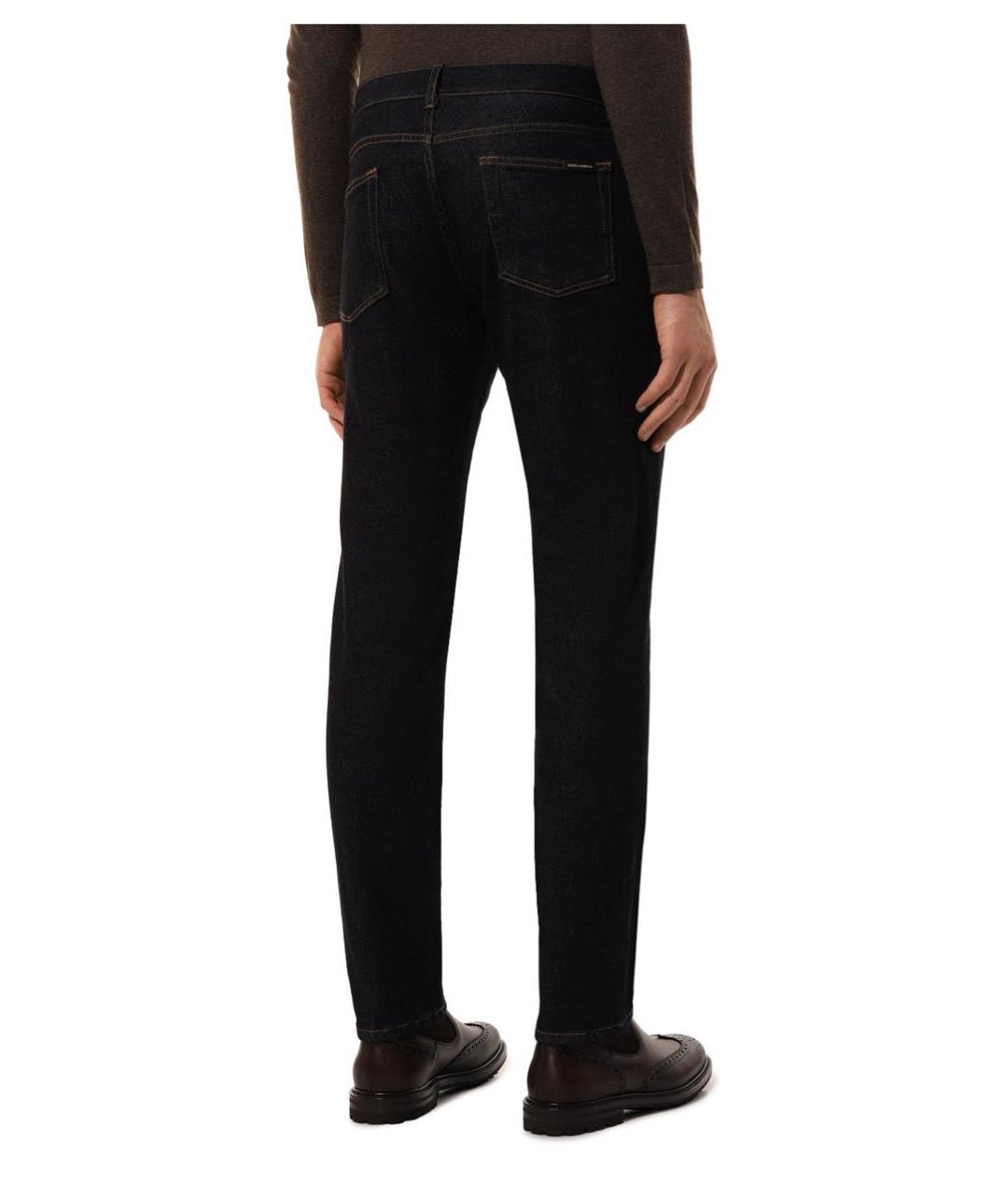 DOLCE&GABBANA Темно-синие хлопко-кашемировые прямые джинсы, фото 2