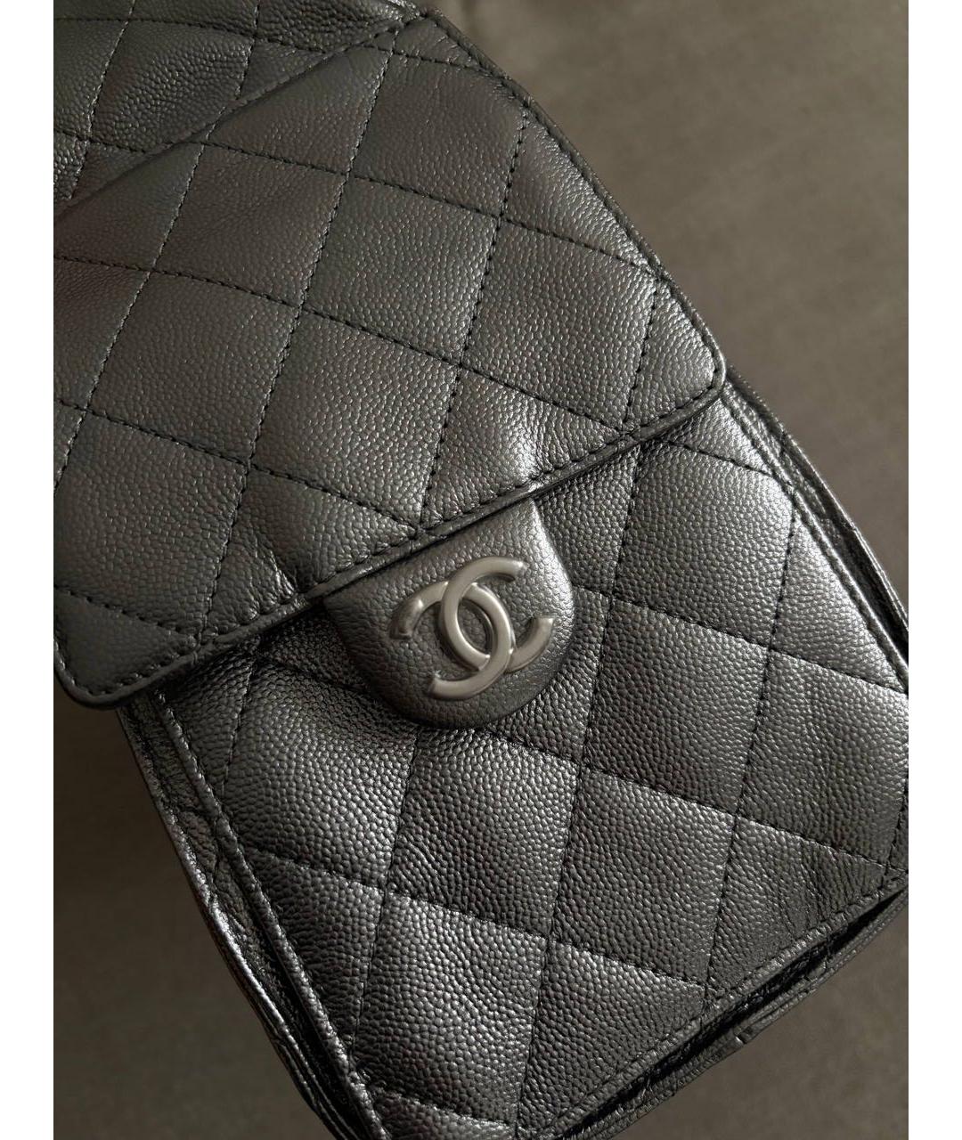 CHANEL Серебряная кожаная сумка тоут, фото 3