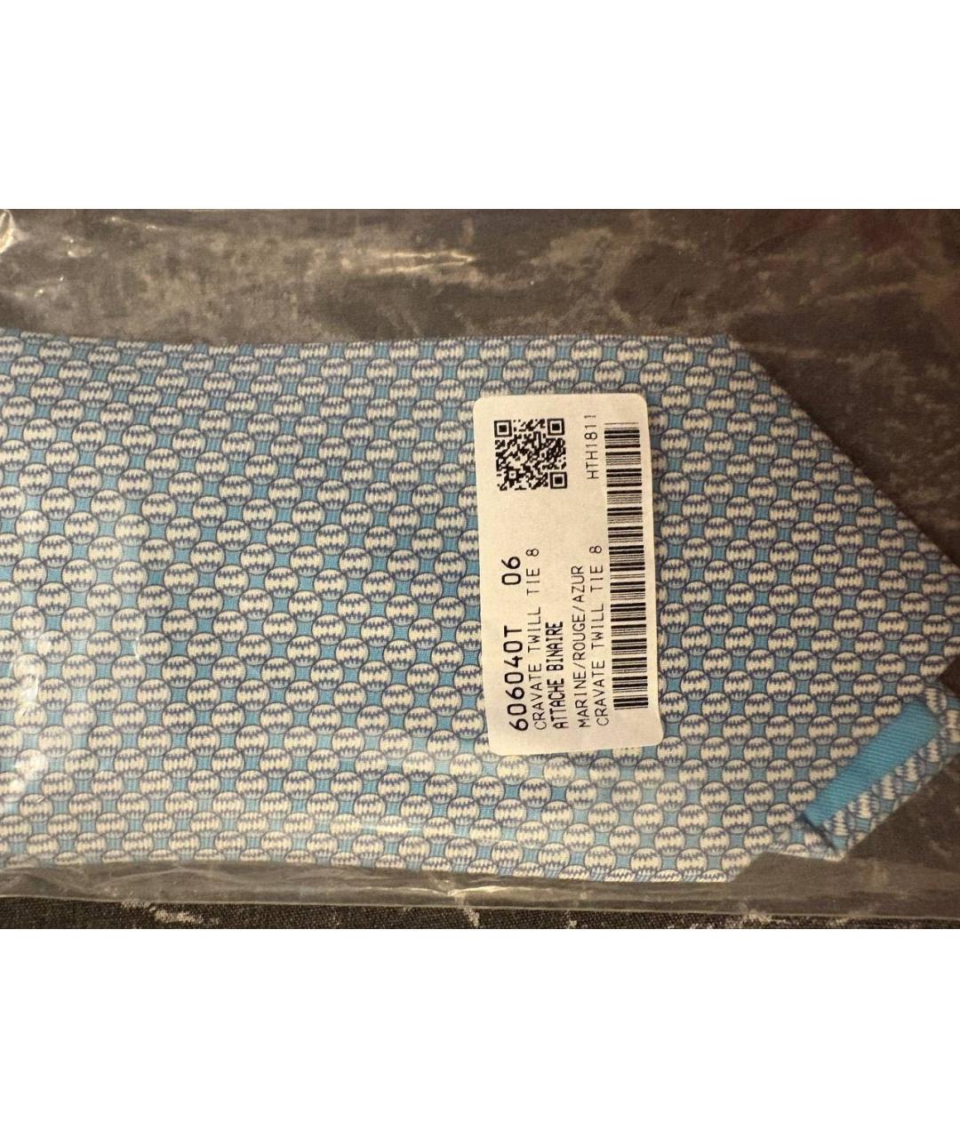 HERMES Голубой шелковый галстук, фото 2