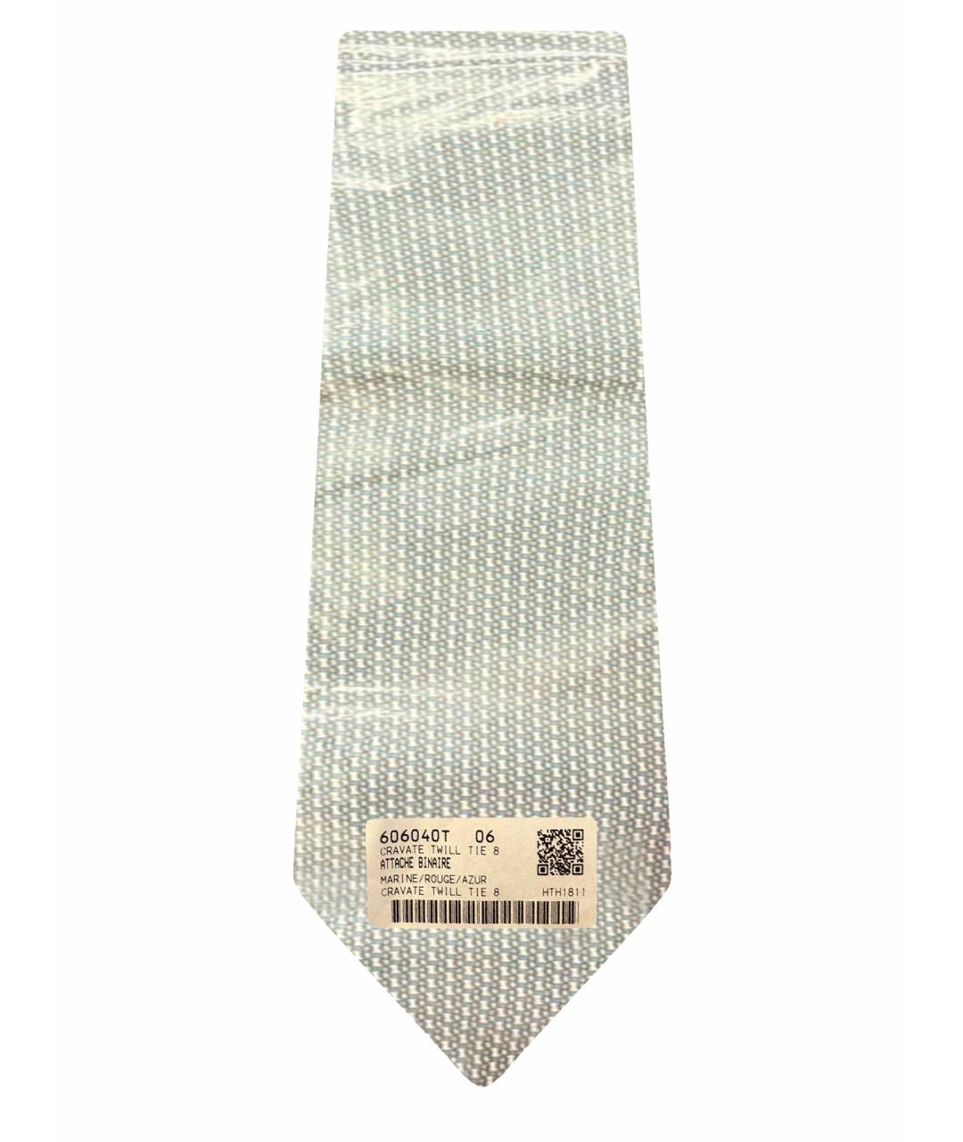 HERMES Голубой шелковый галстук, фото 1