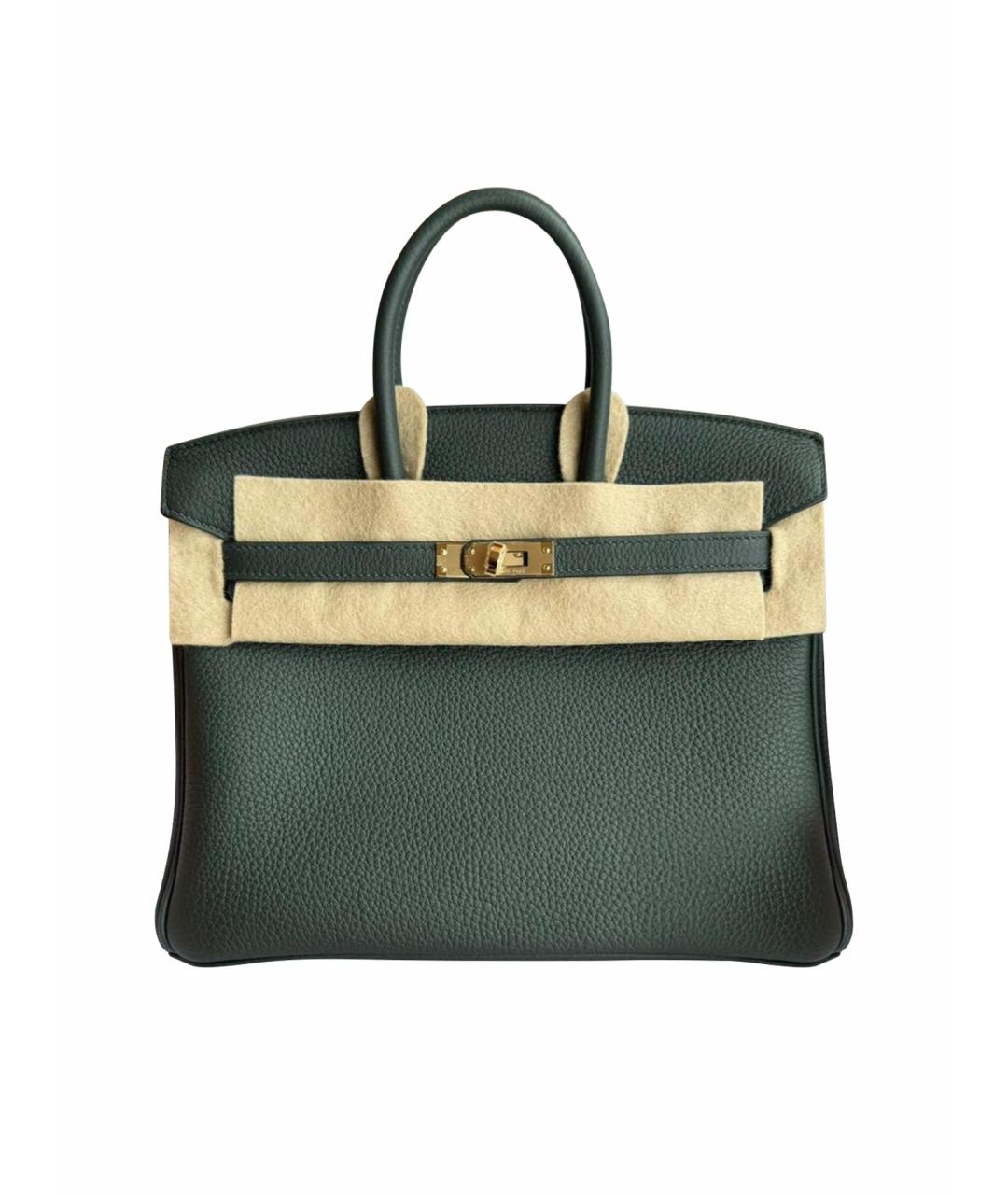 HERMES Зеленая кожаная сумка с короткими ручками, фото 1