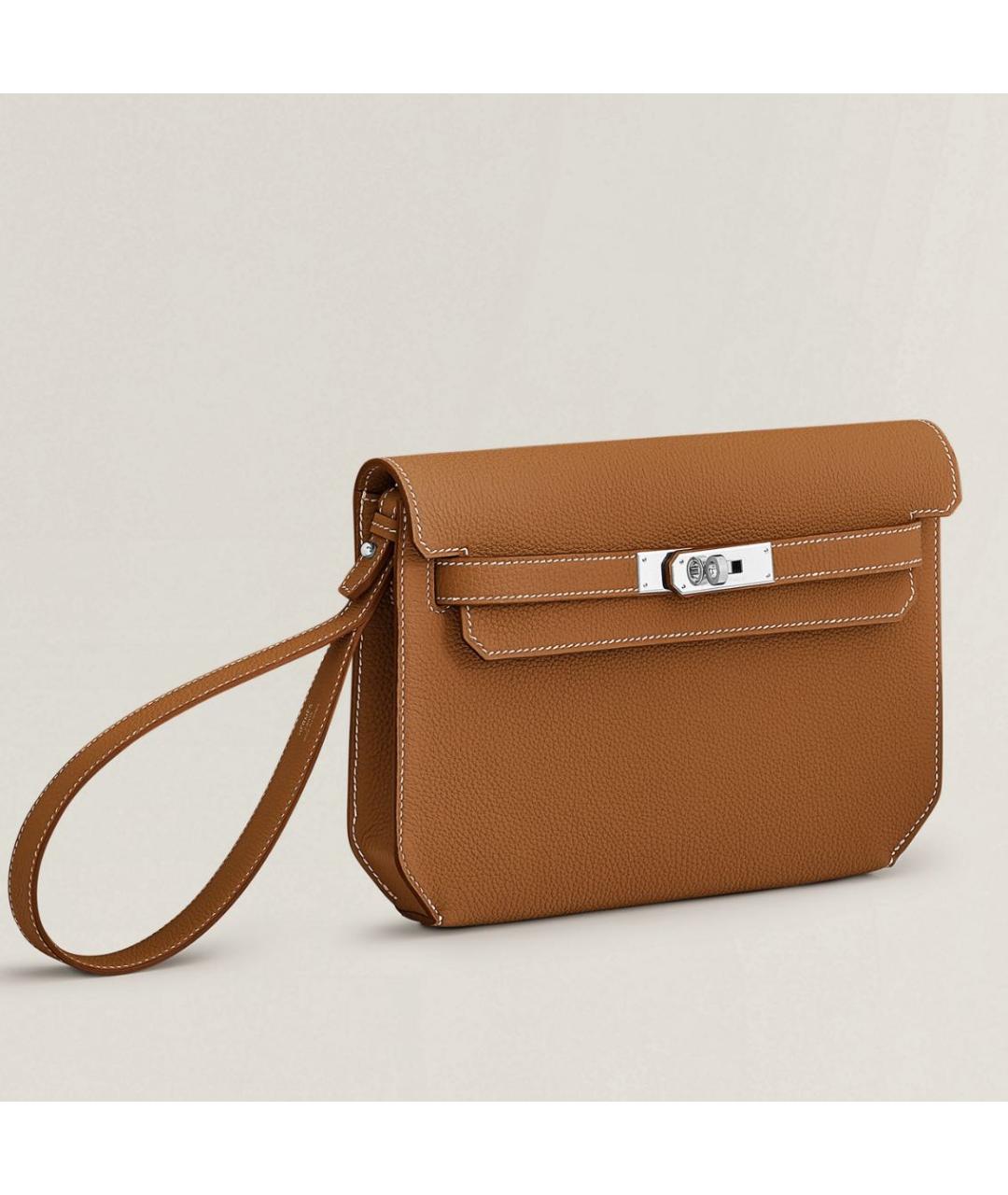 HERMES Коричневая кожаная барсетка, фото 3