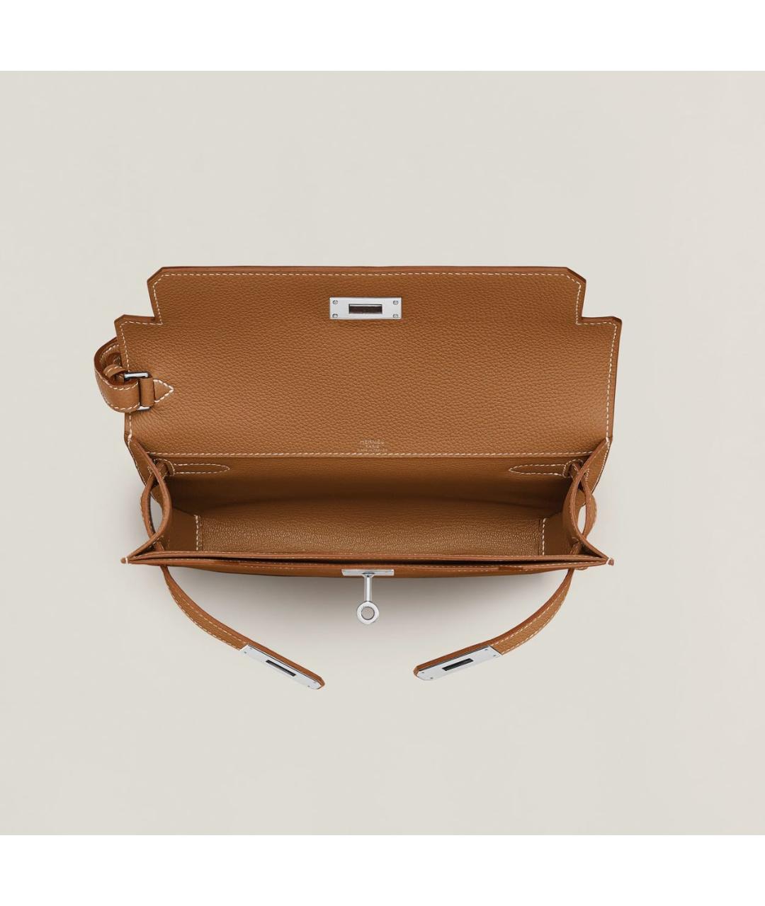 HERMES Коричневая кожаная барсетка, фото 4