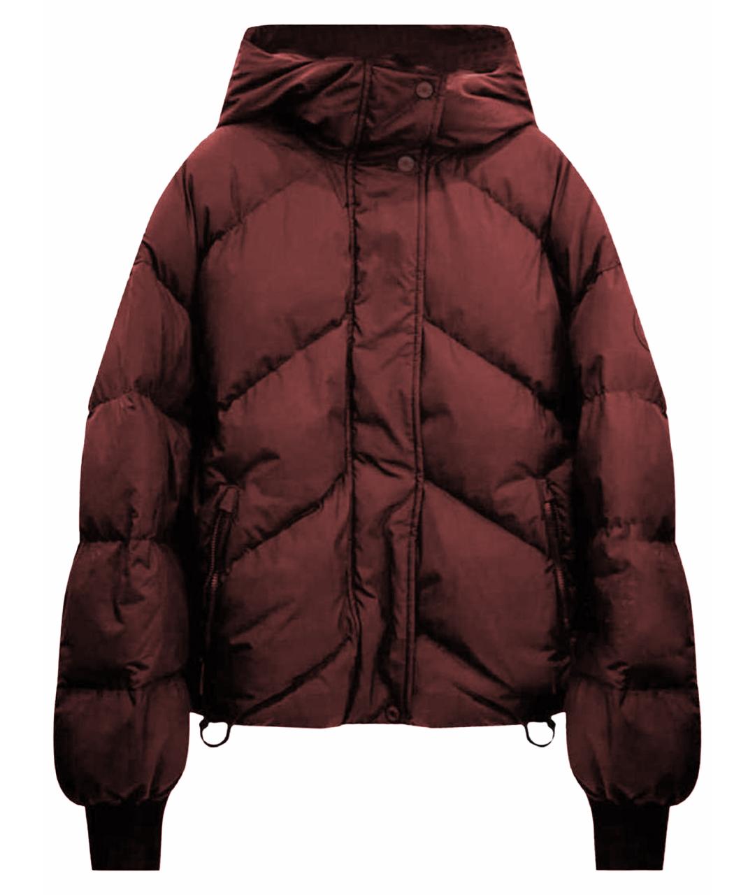 HERMES Бордовый полиэстеровый пуховик, фото 1