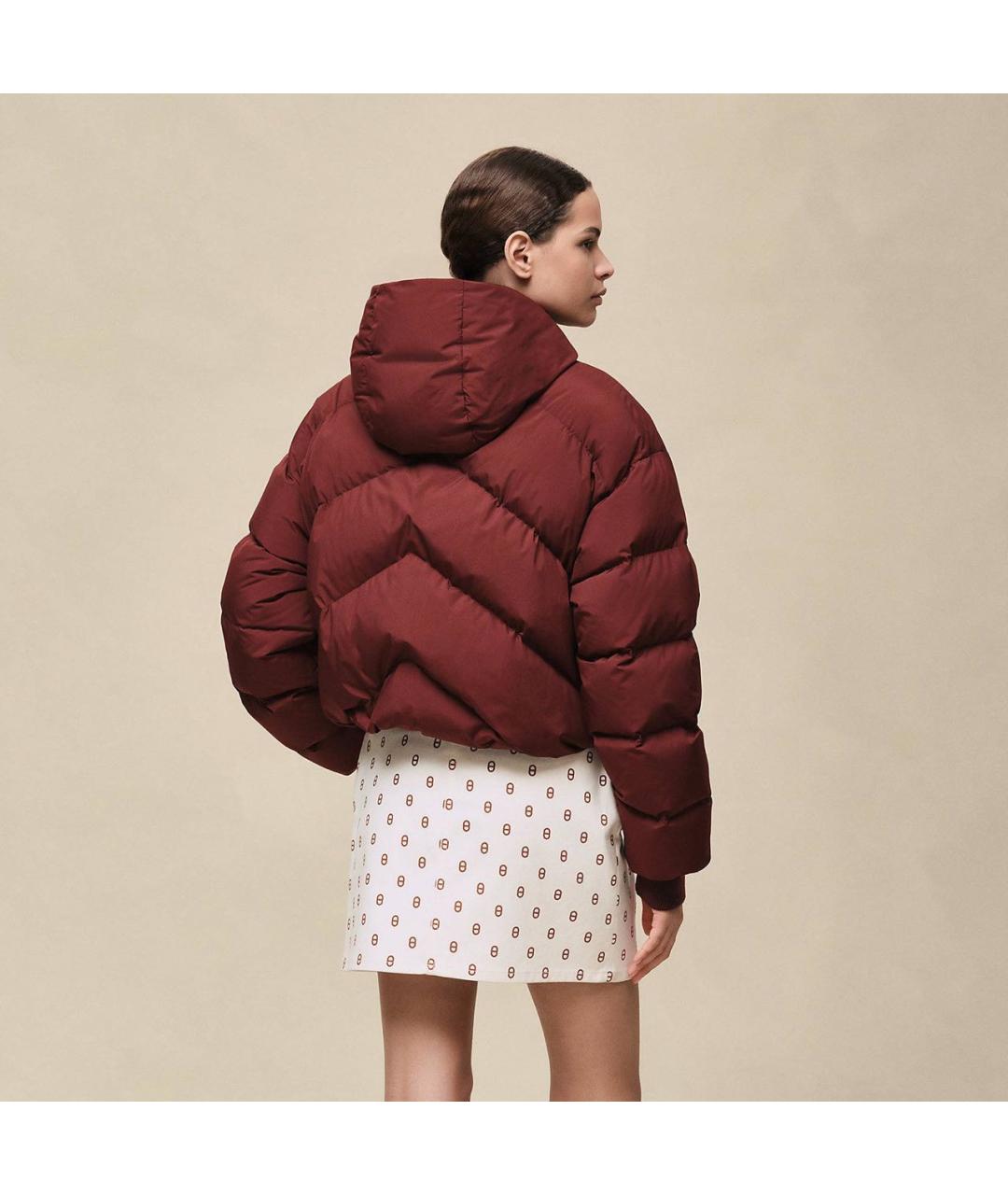 HERMES Бордовый полиэстеровый пуховик, фото 2