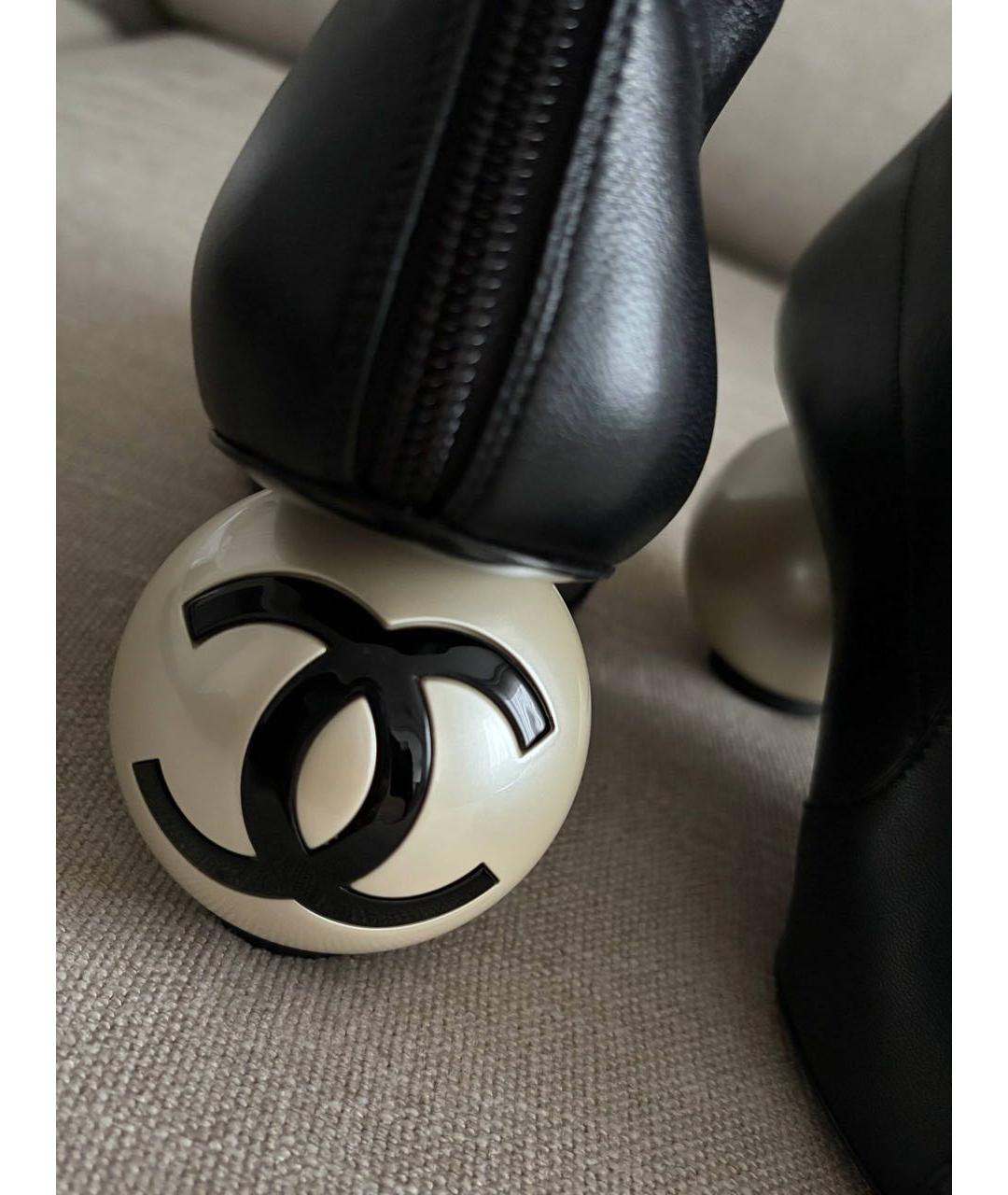 CHANEL Черные кожаные сапоги, фото 5