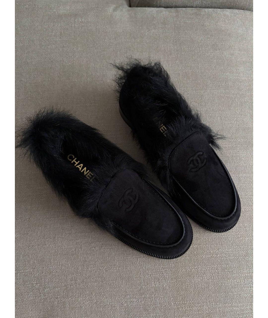 CHANEL Черные замшевые лоферы, фото 2