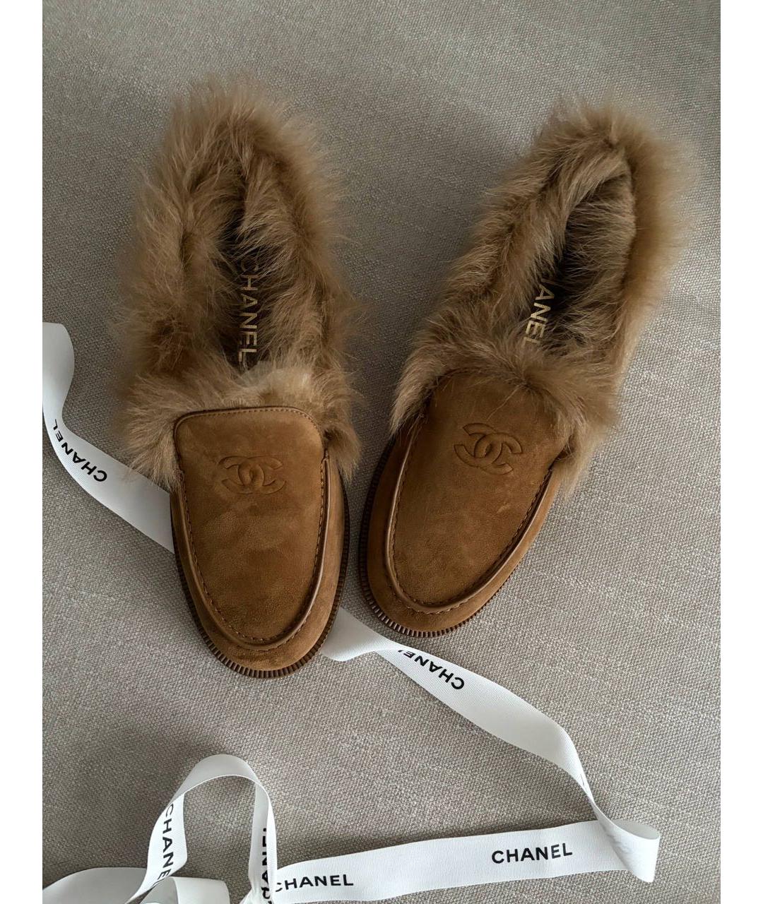 CHANEL Коричневые замшевые лоферы, фото 2