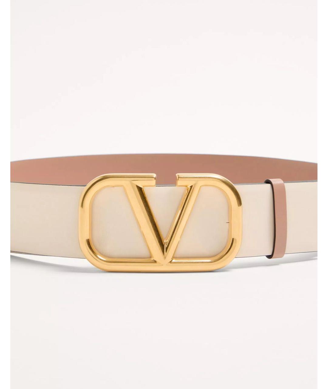 VALENTINO Бежевый кожаный ремень, фото 4