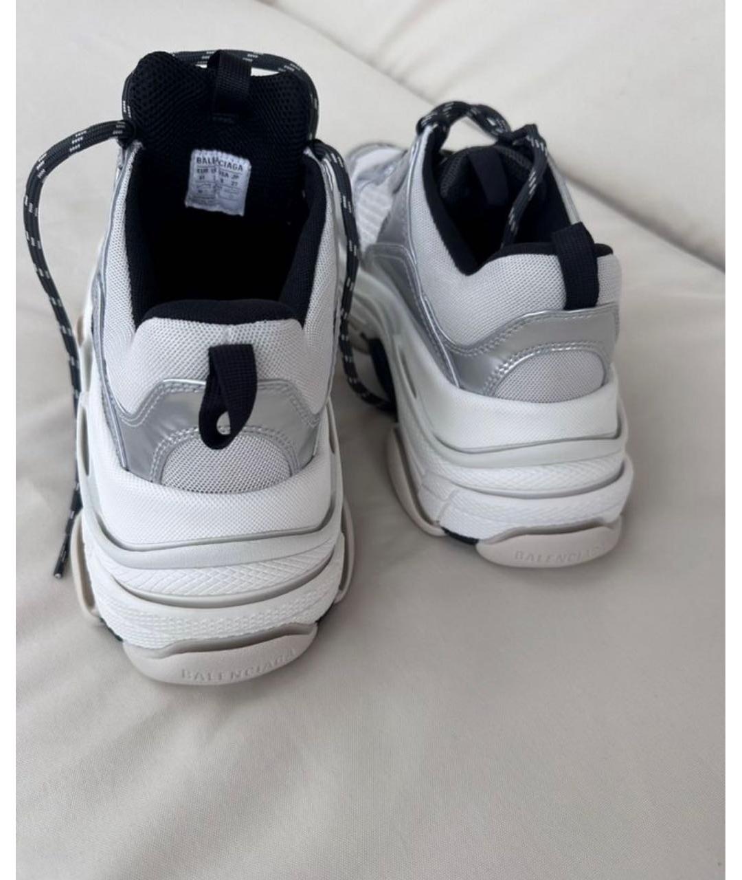 BALENCIAGA Серые кожаные низкие кроссовки / кеды, фото 4