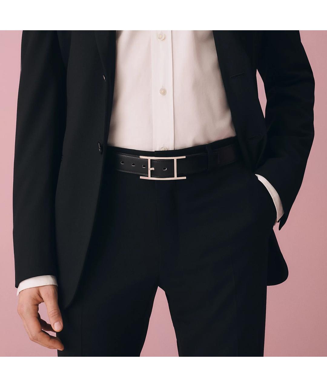 HERMES Черный кожаный ремень, фото 3