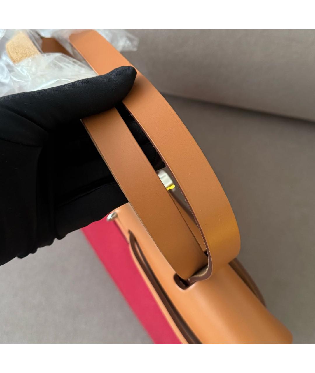 HERMES Бордовая кожаная сумка с короткими ручками, фото 8