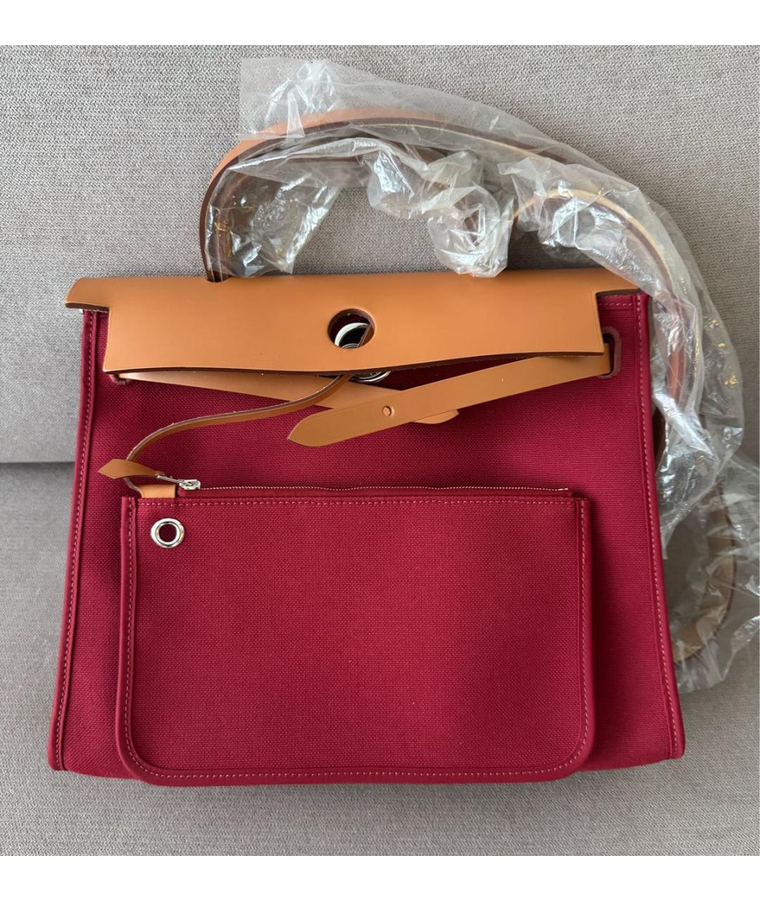 HERMES Бордовая кожаная сумка с короткими ручками, фото 5