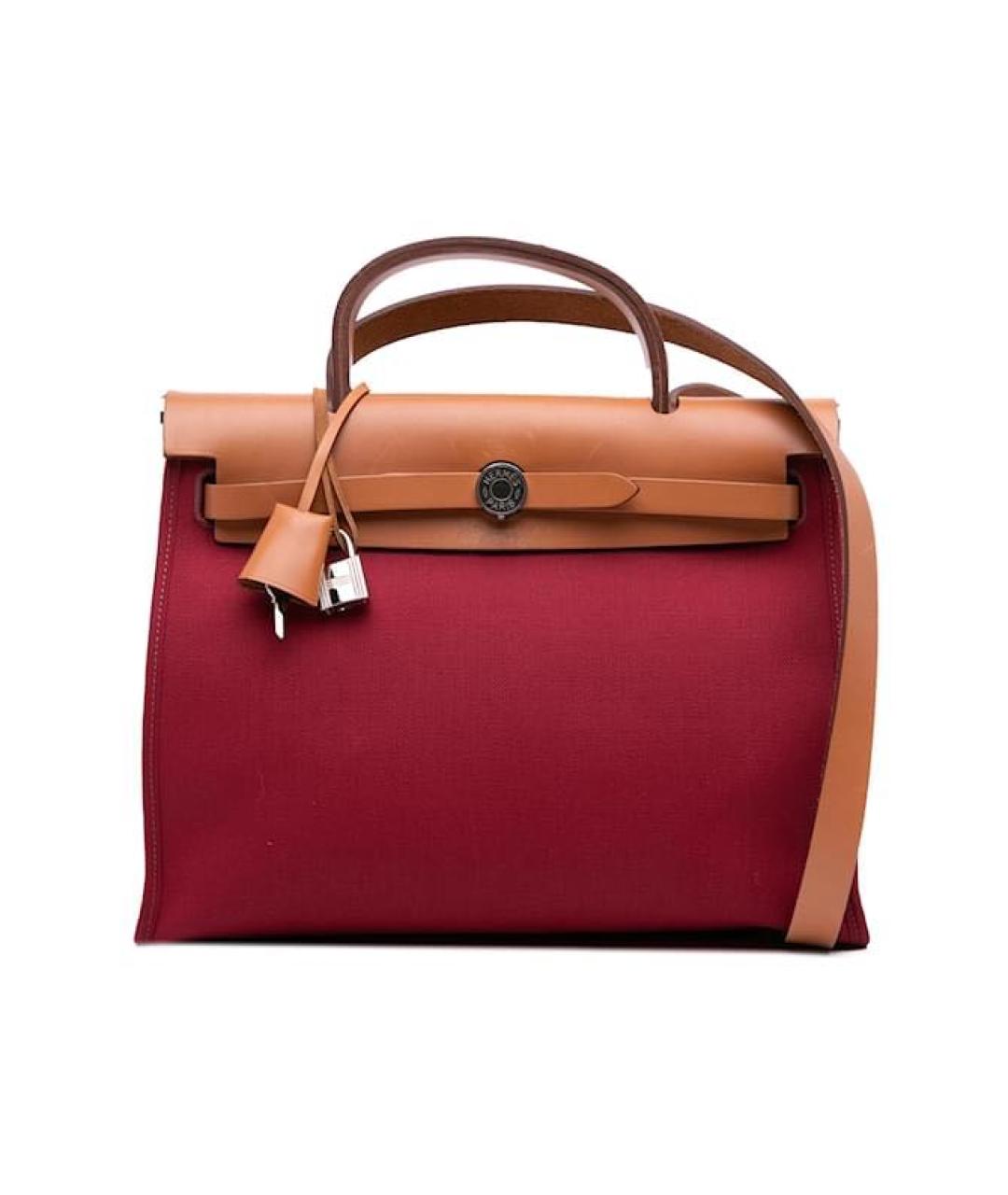 HERMES Бордовая кожаная сумка с короткими ручками, фото 1