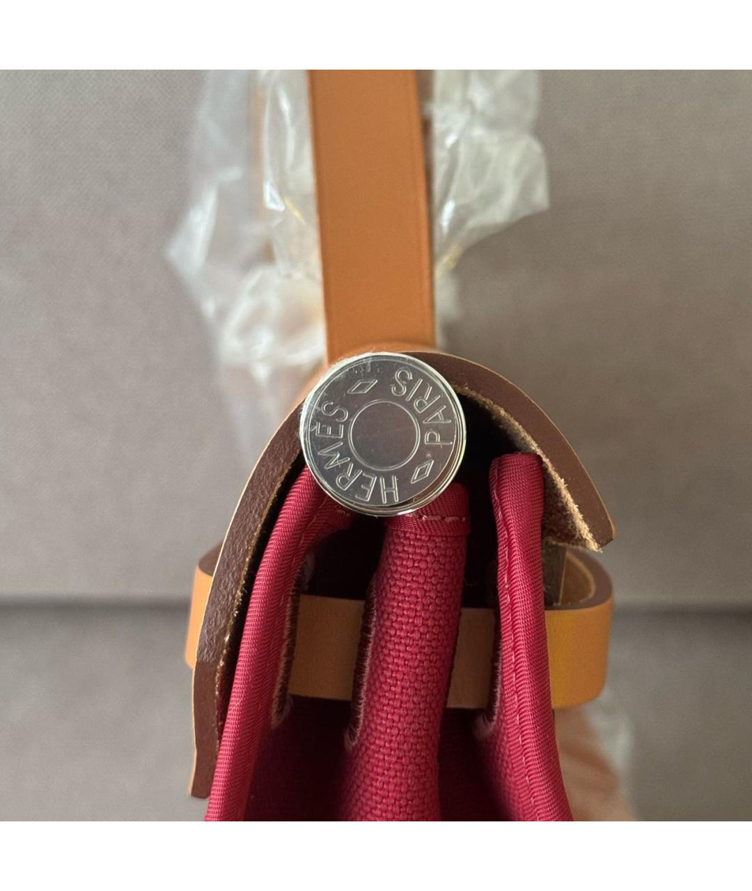 HERMES Бордовая кожаная сумка с короткими ручками, фото 7