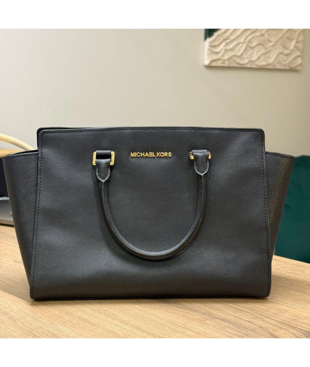 MICHAEL KORS Черная кожаная сумка с короткими ручками, фото 9