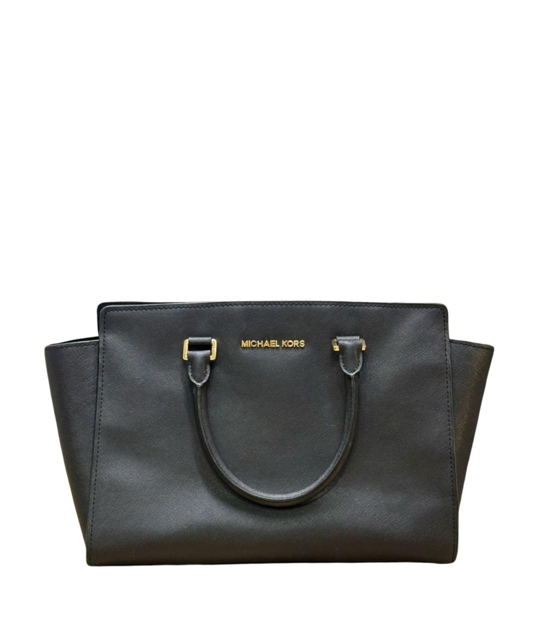 MICHAEL KORS Черная кожаная сумка с короткими ручками, фото 1