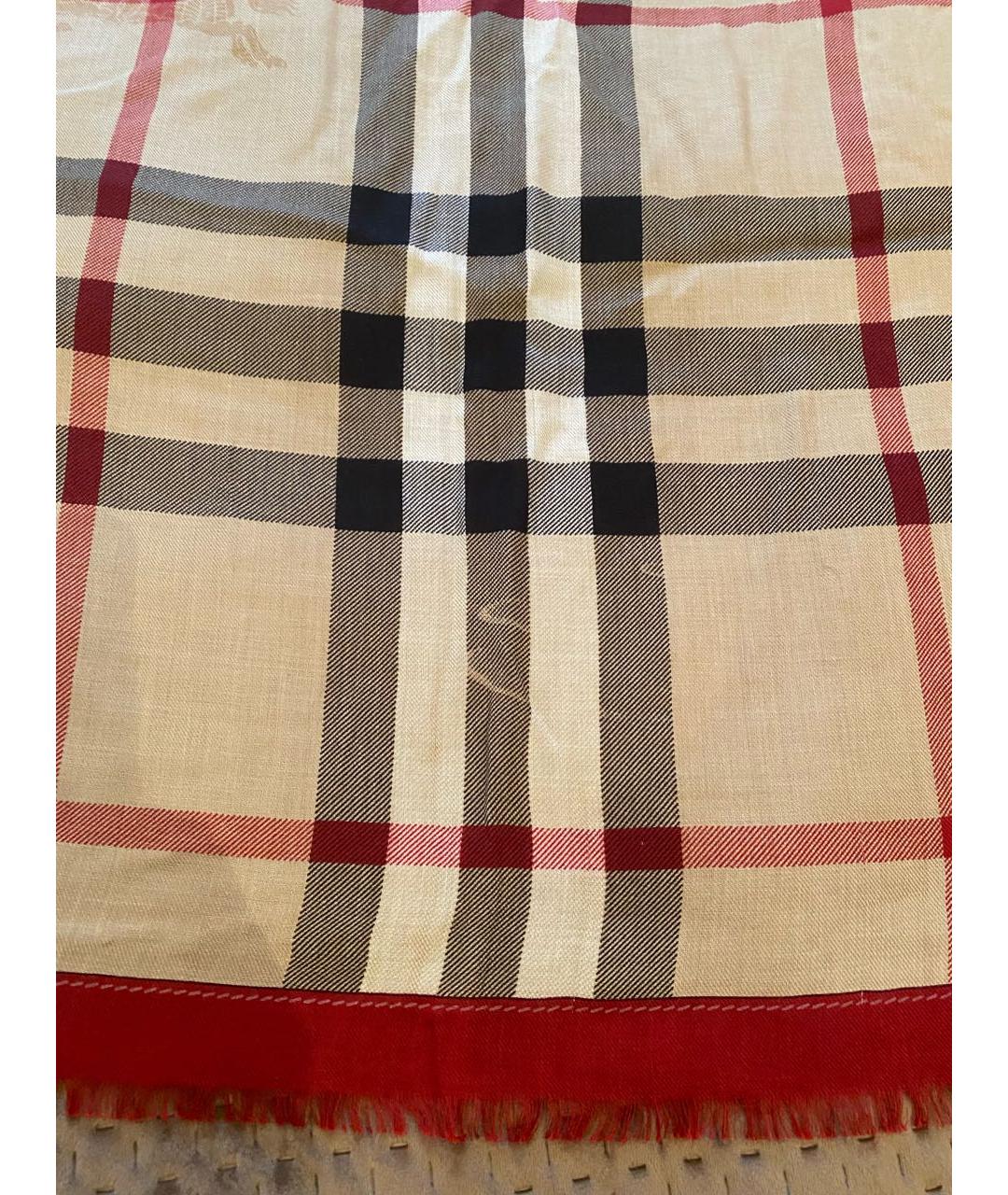 BURBERRY Бежевый хлопковый шарф, фото 6