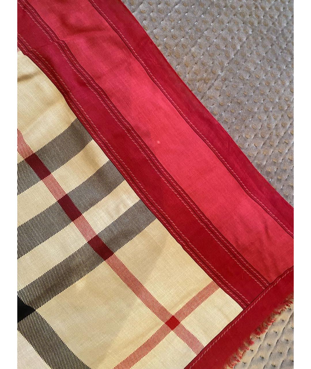 BURBERRY Бежевый хлопковый шарф, фото 7