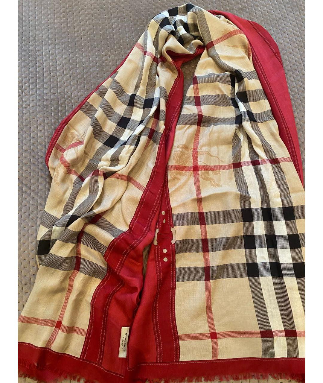 BURBERRY Бежевый хлопковый шарф, фото 4