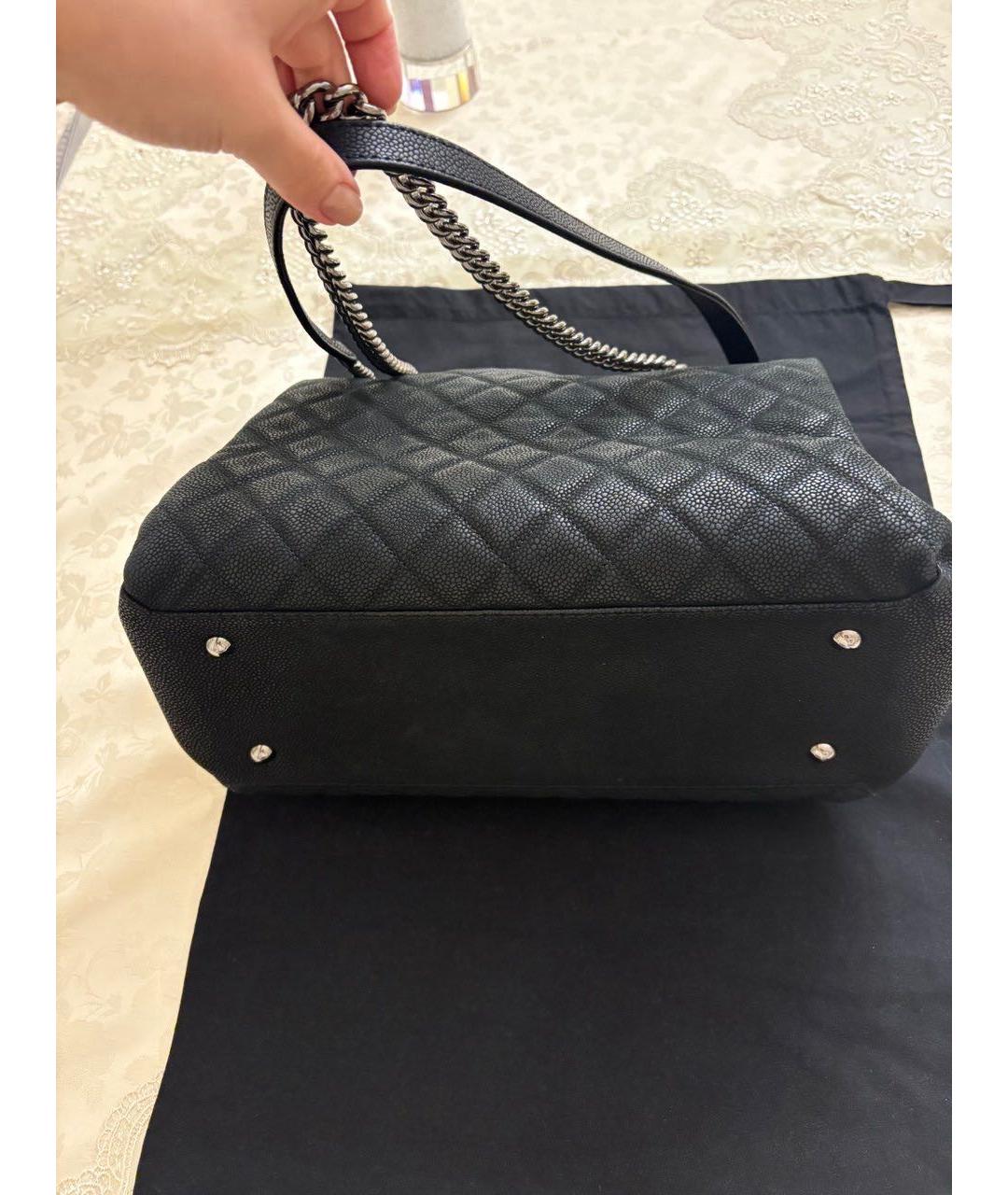 CHANEL Черная кожаная сумка тоут, фото 3