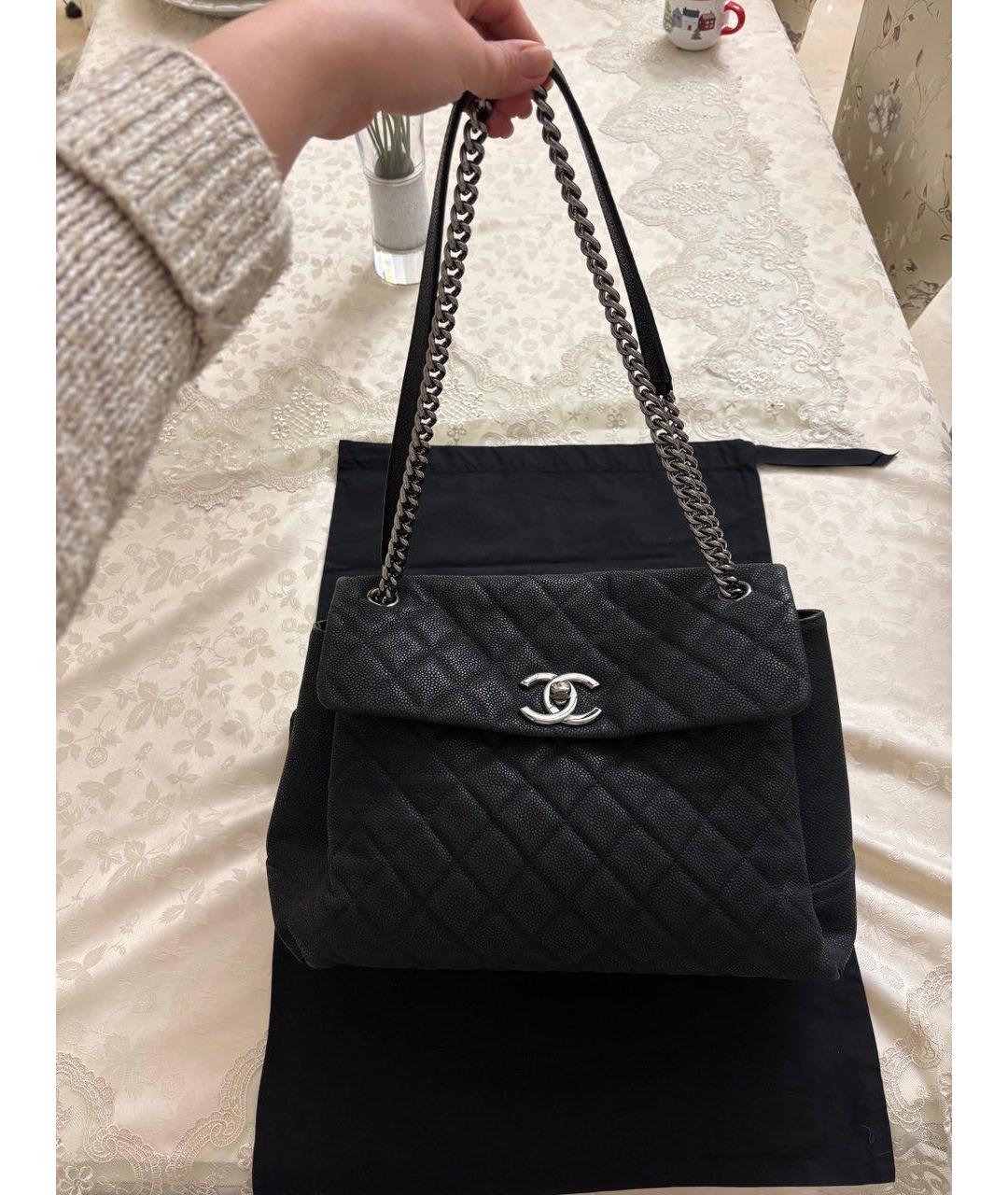 CHANEL Черная кожаная сумка тоут, фото 2