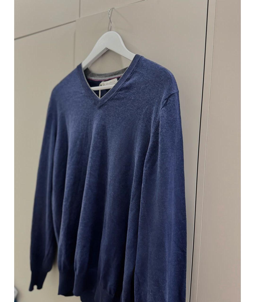 BRUNELLO CUCINELLI Темно-синий хлопковый джемпер / свитер, фото 2