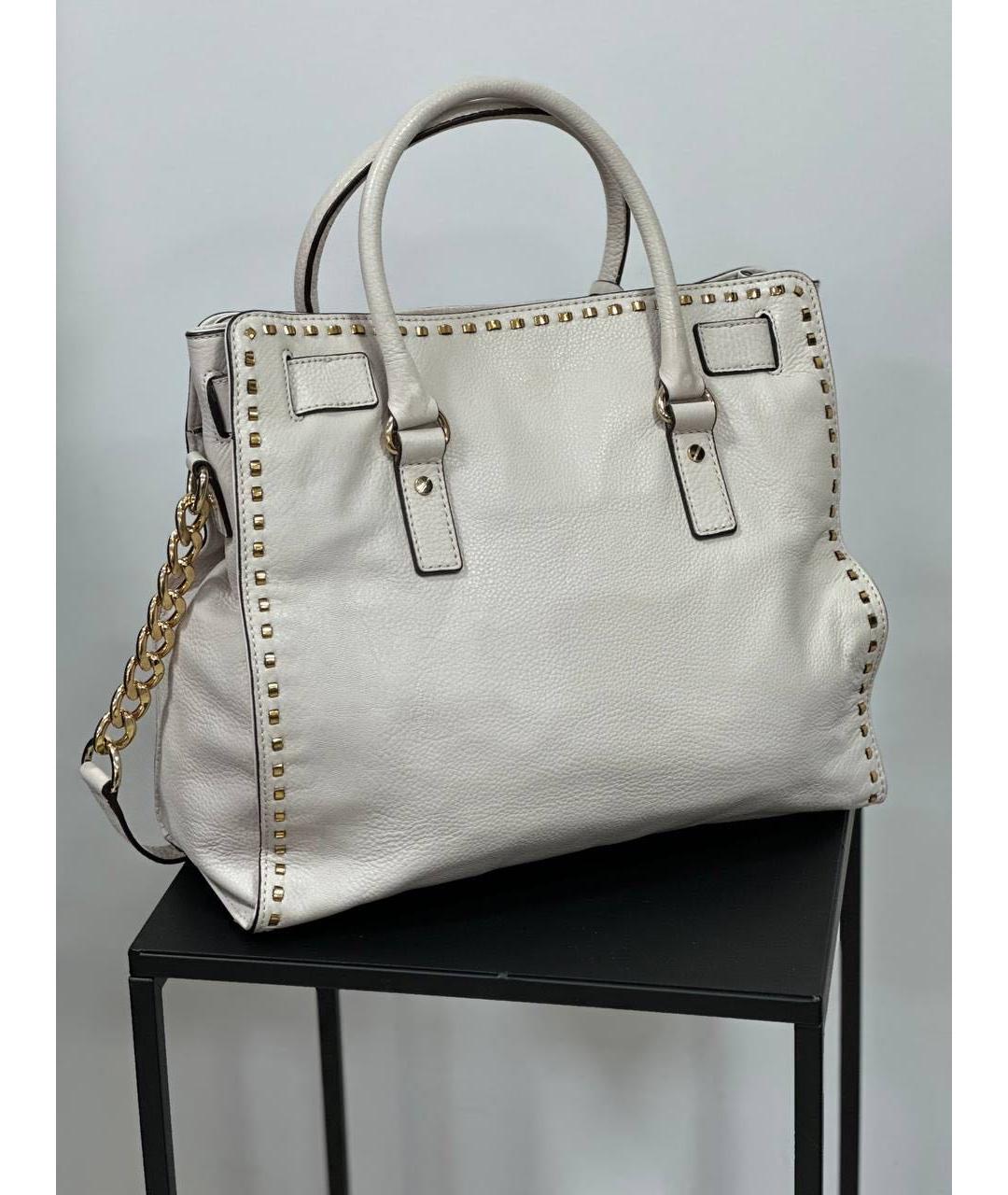 MICHAEL KORS Белая кожаная сумка с короткими ручками, фото 5