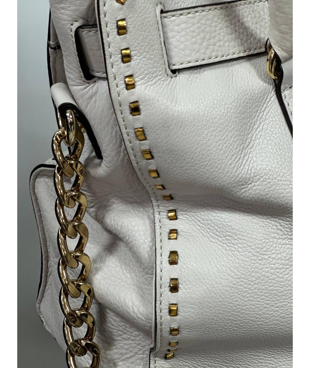 MICHAEL KORS Белая кожаная сумка с короткими ручками, фото 4