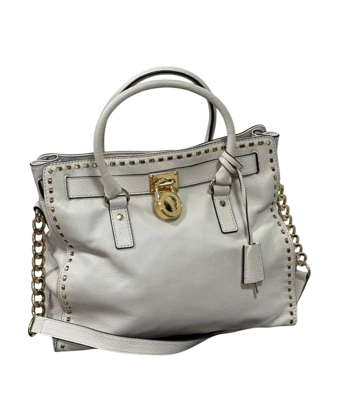 MICHAEL KORS Белая кожаная сумка с короткими ручками, фото 1